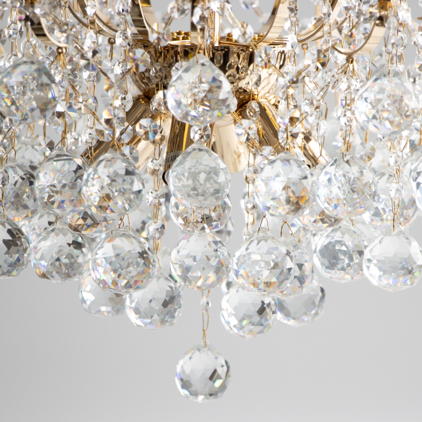 Brilagi - Loftlampe CRYSTAL 6xE14/60W/230V guldfarvet