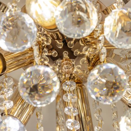 Brilagi - Loftlampe CRYSTAL 6xE14/60W/230V guldfarvet