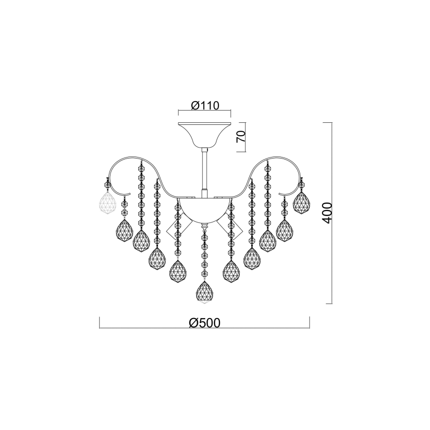 Brilagi - Loftlampe CRYSTAL 6xE14/60W/230V guldfarvet