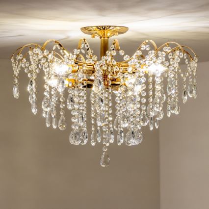 Brilagi - Loftlampe CRYSTAL 6xE14/60W/230V guldfarvet