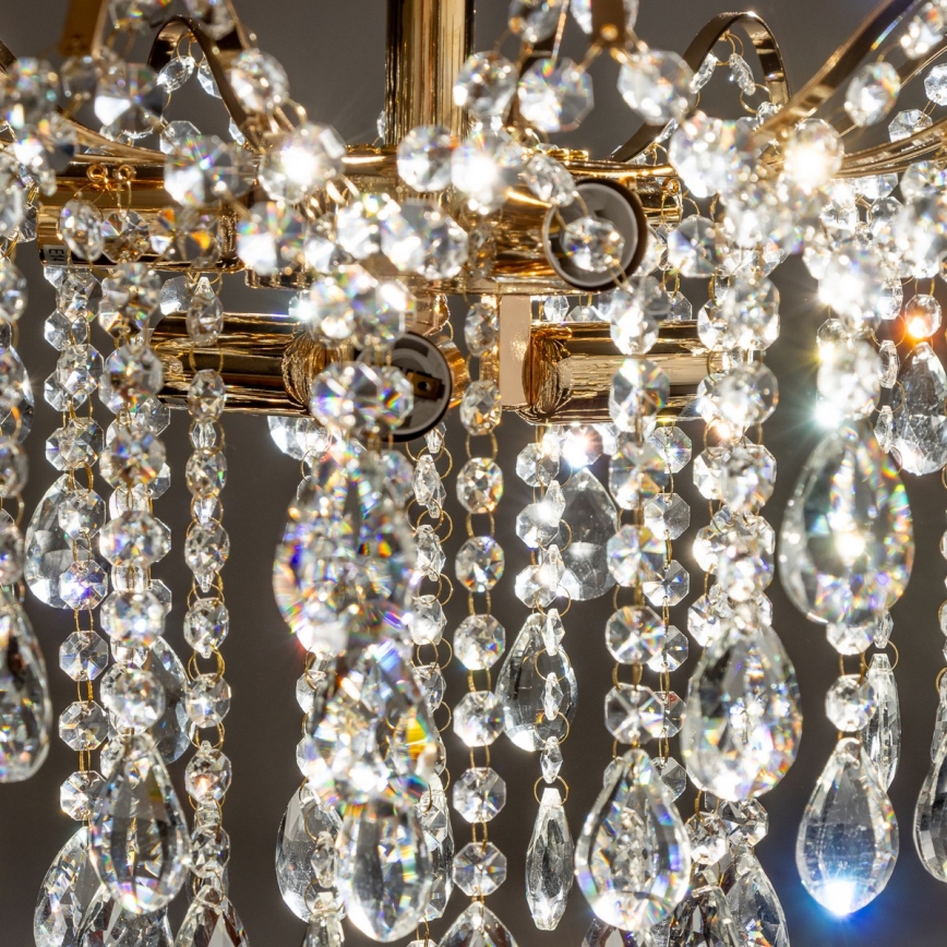 Brilagi - Loftlampe CRYSTAL 6xE14/60W/230V guldfarvet
