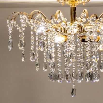 Brilagi - Loftlampe CRYSTAL 6xE14/60W/230V guldfarvet