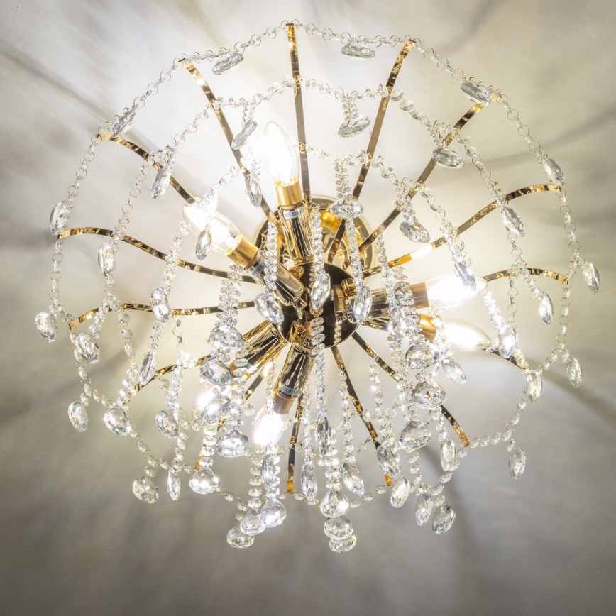 Brilagi - Loftlampe CRYSTAL 6xE14/60W/230V guldfarvet