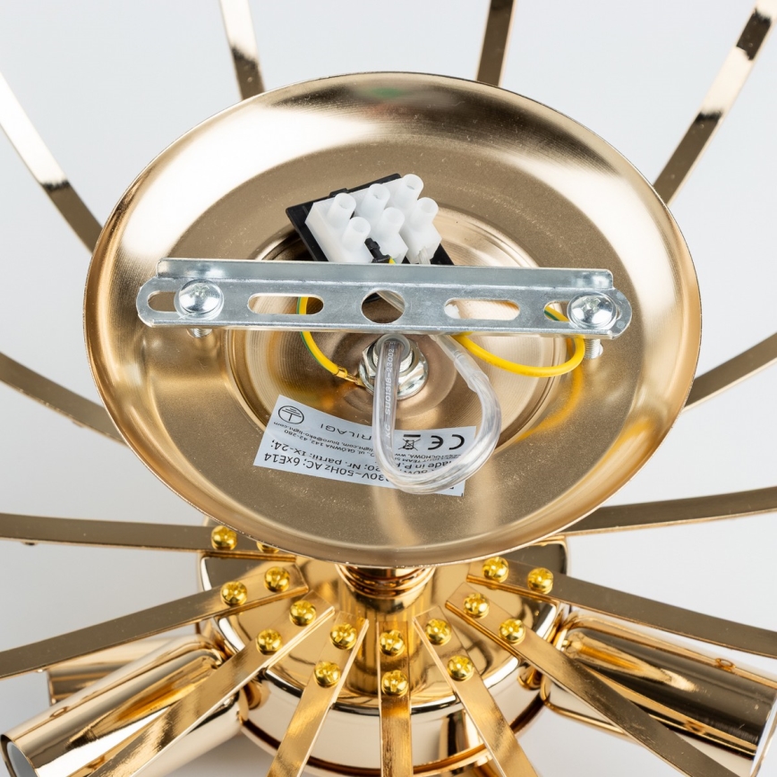 Brilagi - Loftlampe CRYSTAL 6xE14/60W/230V guldfarvet