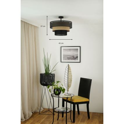 Brilagi - Loftlampe DAKOTA LUNETA 1xE27/15W/230V diameter 45 cm sort/beige