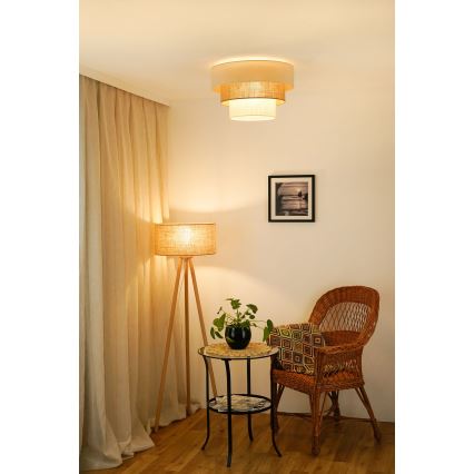 Brilagi-Loftlampe DENVER LUNETA 1xE27/15W/230V diameter 45 beige/brun/cremefarvet