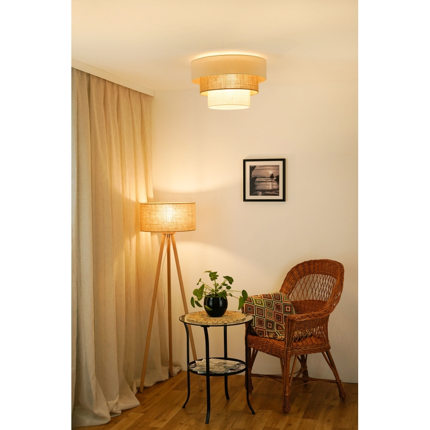 Brilagi-Loftlampe DENVER LUNETA 1xE27/15W/230V diameter 45 beige/brun/cremefarvet