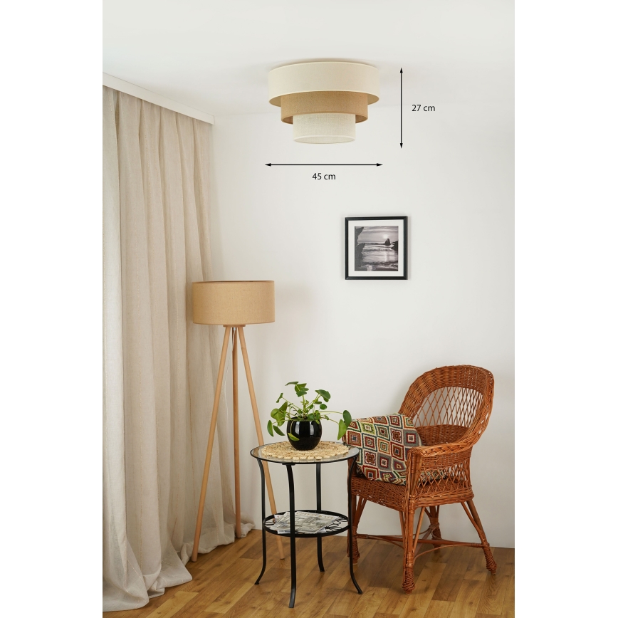 Brilagi-Loftlampe DENVER LUNETA 1xE27/15W/230V diameter 45 beige/brun/cremefarvet