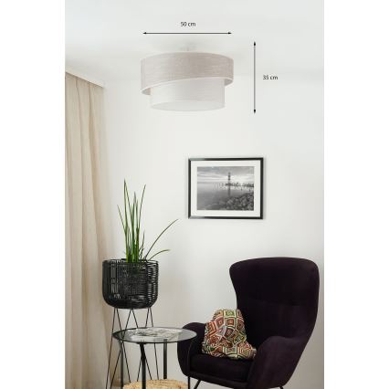 Brilagi - Loftlampe DOVER SHINE 1xE27/15W/230V diameter 50 cm grå/cremefarvet
