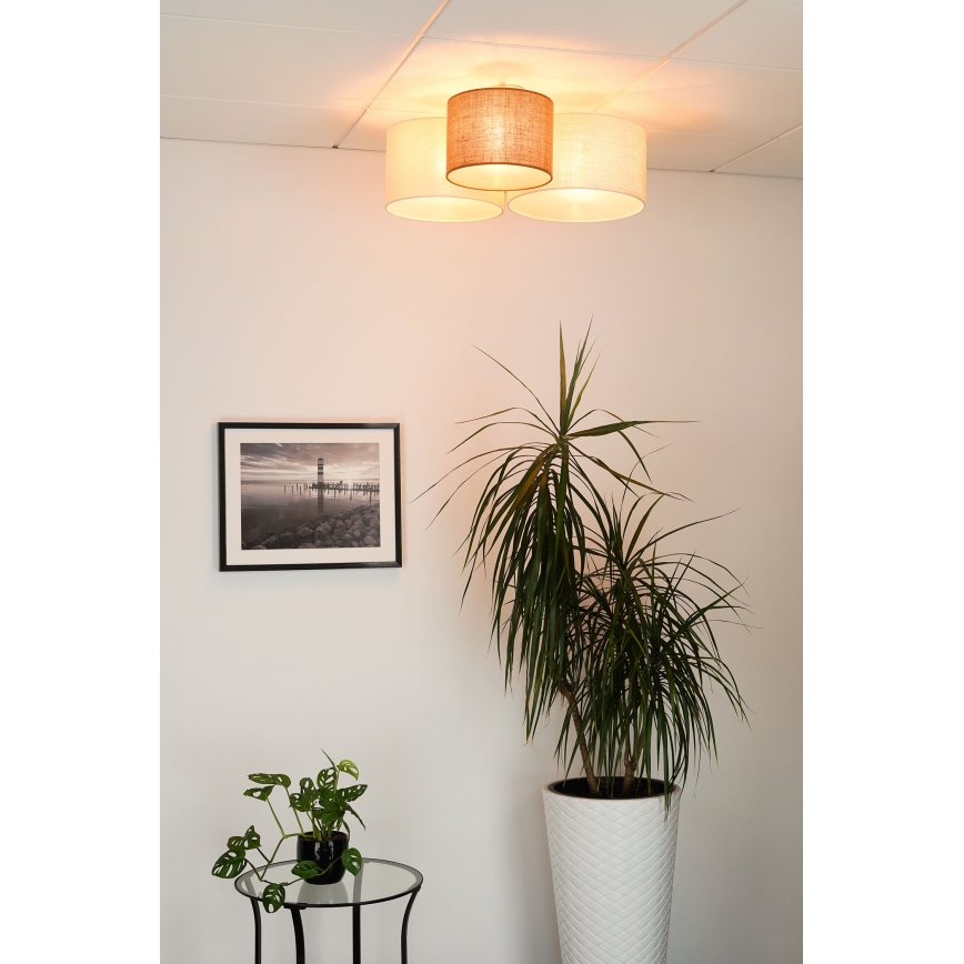 Brilagi - Loftlampe EDDERKOP 3xE27/15W/230V beige/cremefarvet