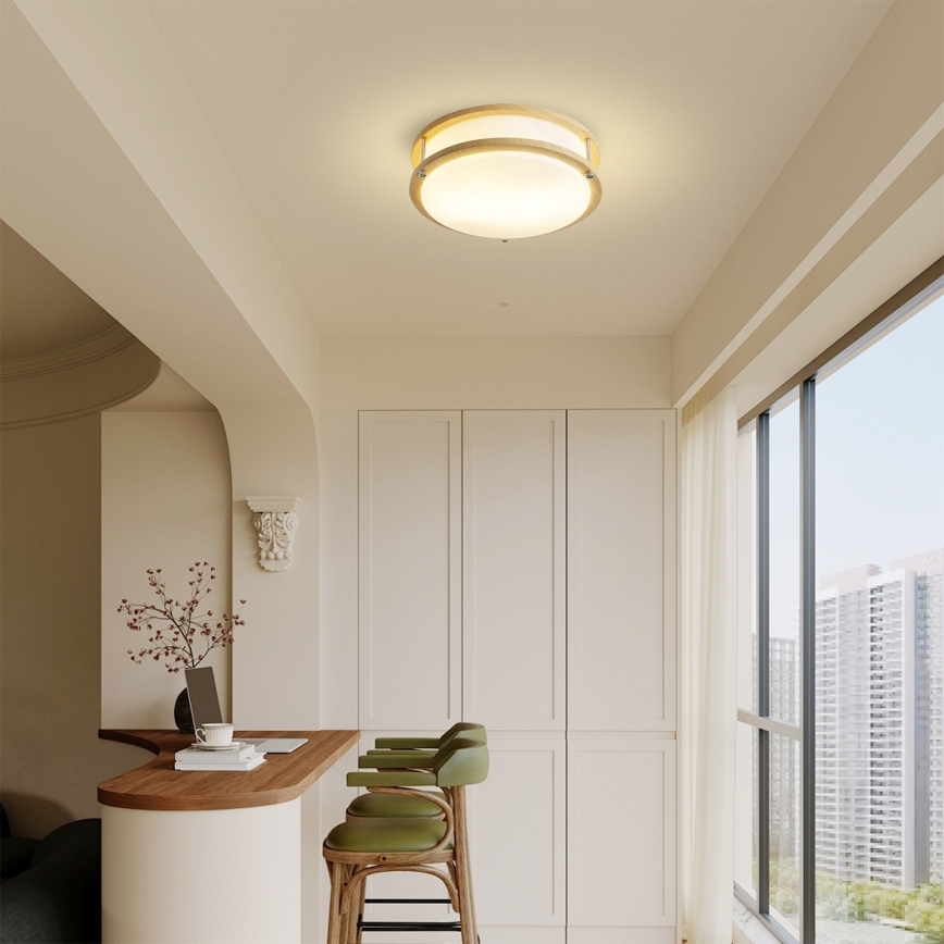 Brilagi - Loftlampe ELARO 2xE27/40W/230V Ø 26 cm med trælook
