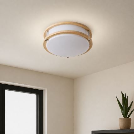 Brilagi - Loftlampe ELARO 2xE27/40W/230V Ø 26 cm med trælook