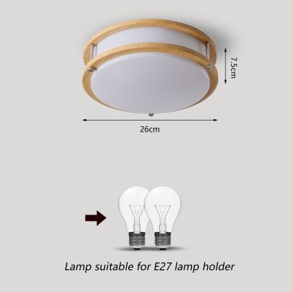 Brilagi - Loftlampe ELARO 2xE27/40W/230V Ø 26 cm med trælook