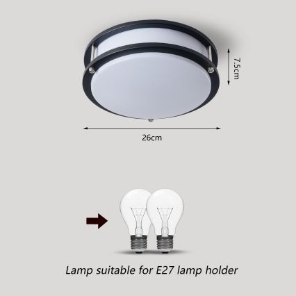 Brilagi - Loftlampe ELARO 2xE27/40W/230V Ø 26 cm sort