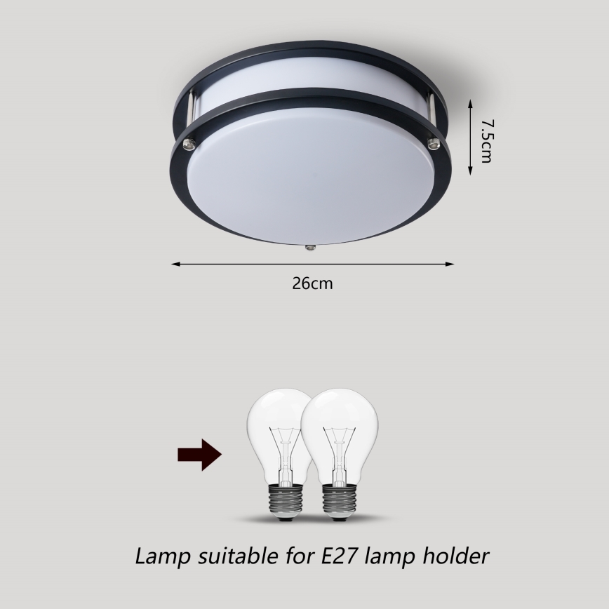 Brilagi - Loftlampe ELARO 2xE27/40W/230V Ø 26 cm sort