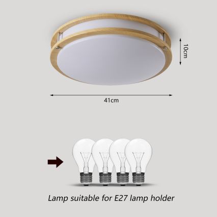 Brilagi - Loftlampe ELARO 4xE27/40W/230V Ø 41 cm i trælook