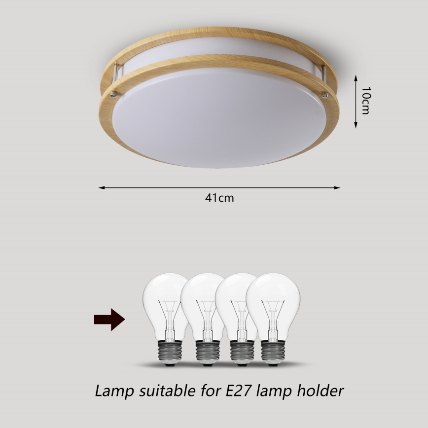 Brilagi - Loftlampe ELARO 4xE27/40W/230V Ø 41 cm i trælook