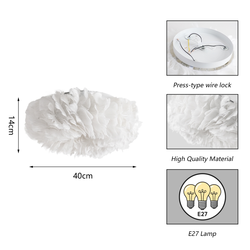 Brilagi - Loftlampe FEATHER 3xE27/40W/230V Ø 40 cm hvid