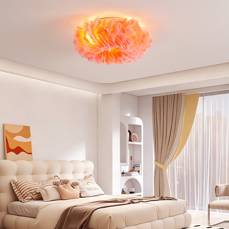 Brilagi - Loftlampe FEATHER 3xE27/40W/230V Ø 40 cm rosa