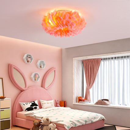 Brilagi - Loftlampe FEATHER 3xE27/40W/230V Ø 40 cm rosa