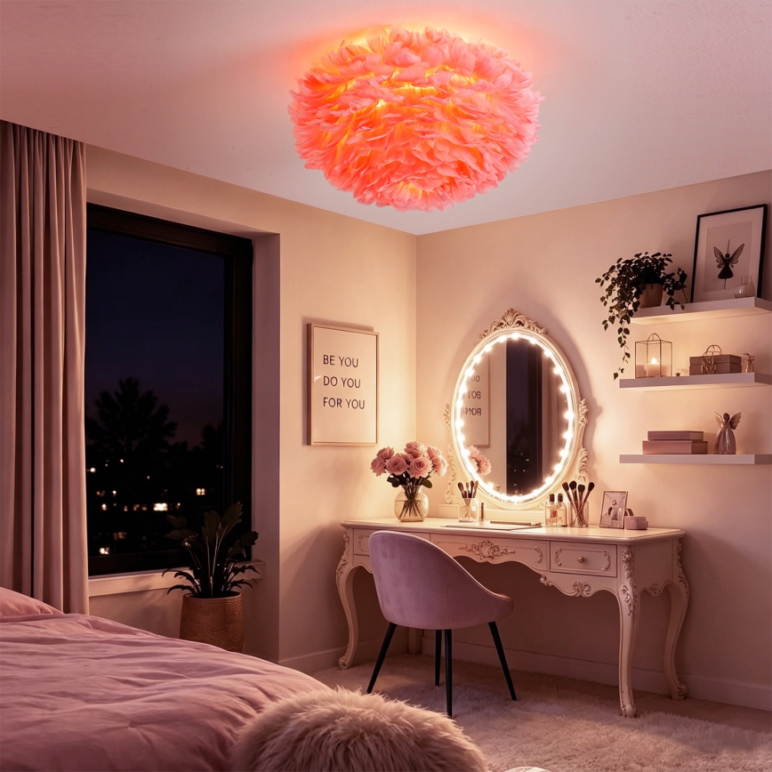 Brilagi - Loftlampe FEATHER 3xE27/40W/230V Ø 50 cm lyserød