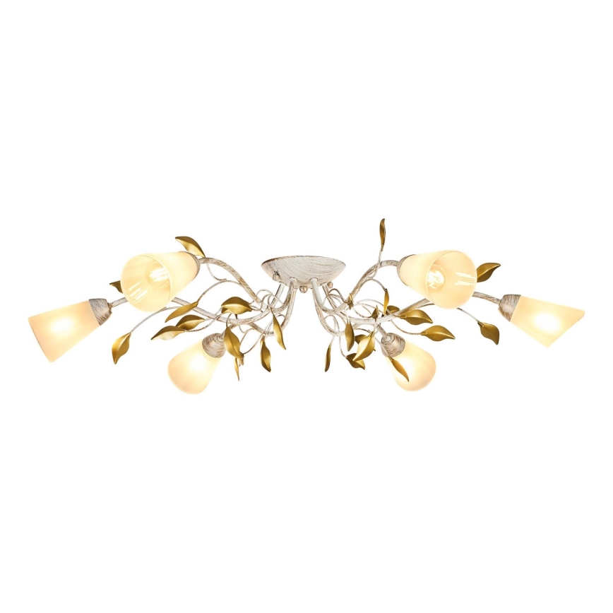 Brilagi - Loftlampe FLORA 6xE14/60W/230V guldfarvet/cremefarvet/patina