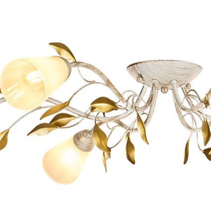 Brilagi - Loftlampe FLORA 6xE14/60W/230V guldfarvet/cremefarvet/patina