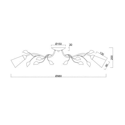 Brilagi - Loftlampe FLORA 6xE14/60W/230V guldfarvet/cremefarvet/patina