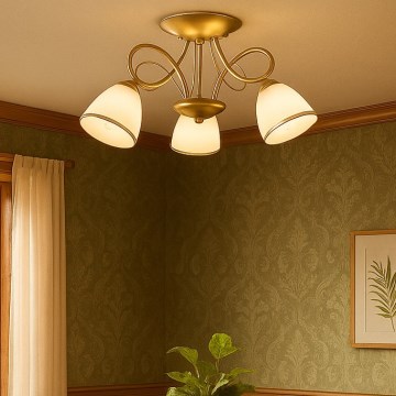 Brilagi - Loftlampe FRED 3xE27/60W/230V Ø 59 cm guldfarvet