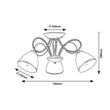 Brilagi - Loftlampe FRED 3xE27/60W/230V Ø 59 cm guldfarvet