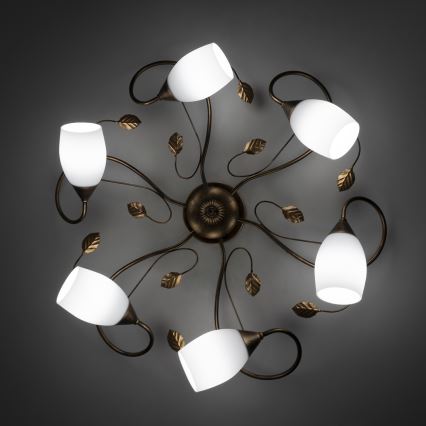BRILAGI - Loftlampe GRACE 6xE27/40W/230V Ø 79 cm patina/kobber