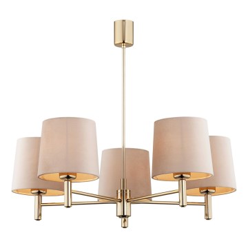 Brilagi - Loftlampe med stang MONTE 5xE27/60W/230V beige/guld