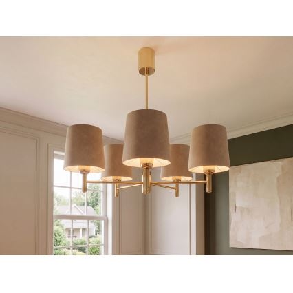 Brilagi - Loftlampe med stang MONTE 5xE27/60W/230V beige/guld