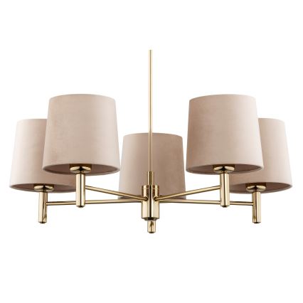 Brilagi - Loftlampe med stang MONTE 5xE27/60W/230V beige/guld