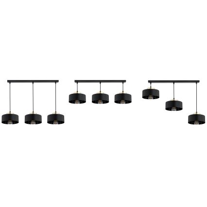 Brilagi - Loftlampe med wireophæng SPRING 3xE27/60W/230V sort/guld