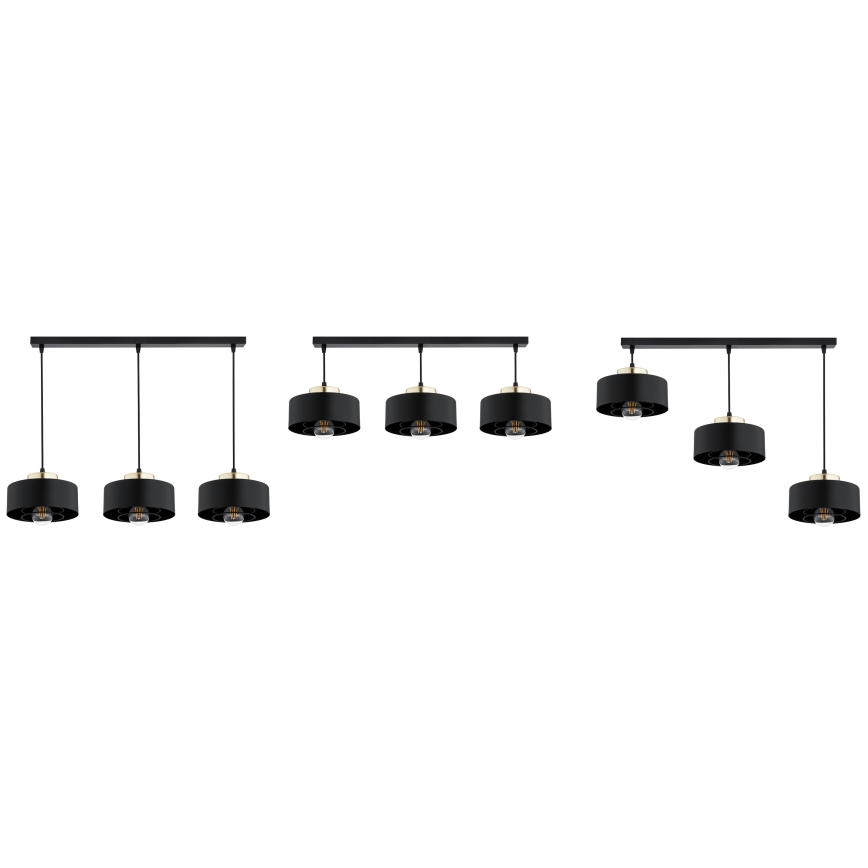Brilagi - Loftlampe med wireophæng SPRING 3xE27/60W/230V sort/guld