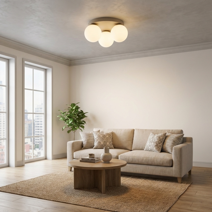 Brilagi - Loftlampe MILO ECRU 3xE27/60W/230V Ø 35 cm beige/guld