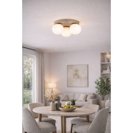 Brilagi - Loftlampe MILO ECRU 3xE27/60W/230V Ø 35 cm beige/guld