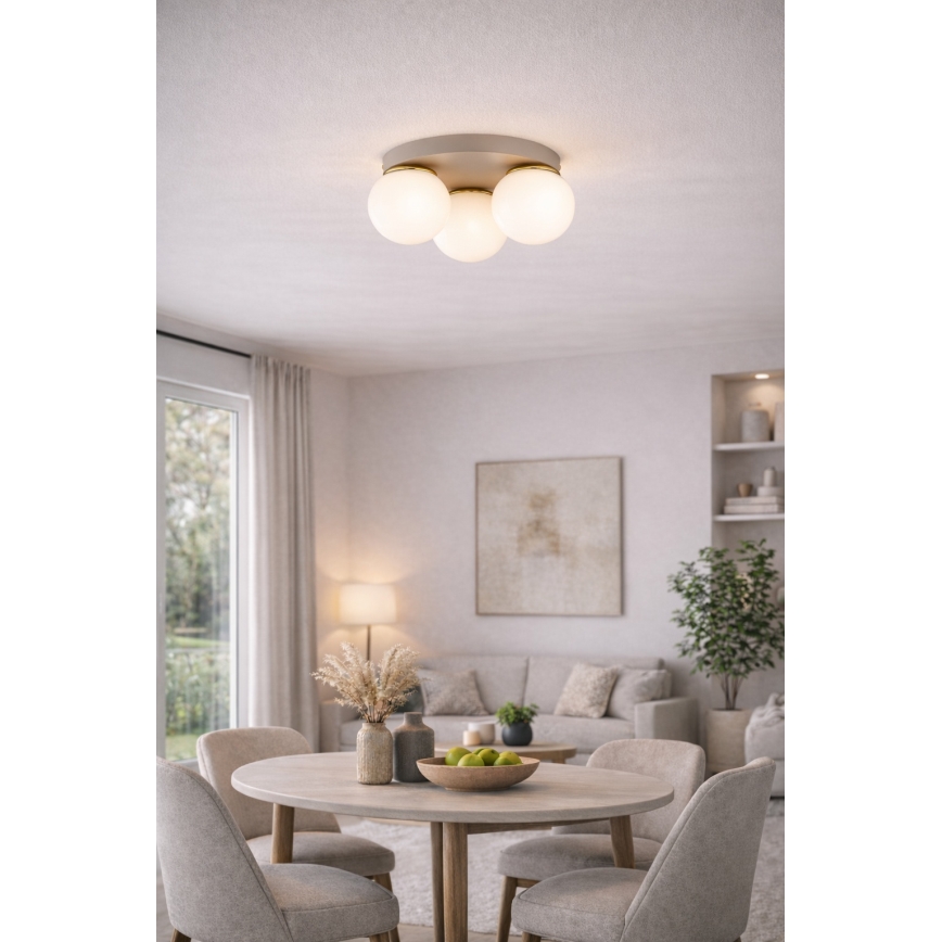Brilagi - Loftlampe MILO ECRU 3xE27/60W/230V Ø 35 cm beige/guld