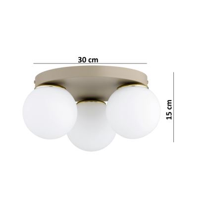 Brilagi - Loftlampe MILO ECRU 3xE27/60W/230V Ø 35 cm beige/guld