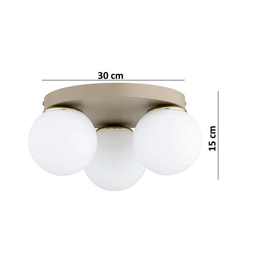 Brilagi - Loftlampe MILO ECRU 3xE27/60W/230V Ø 35 cm beige/guld