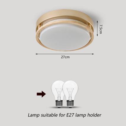 Brilagi - Loftlampe ORINO 2xE27/40W/230V Ø 27 cm guld/eg