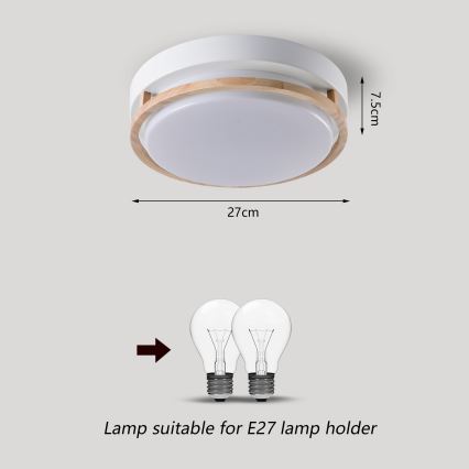 Brilagi - Loftlampe ORINO 2xE27/40W/230V Ø 27 cm hvid/eg