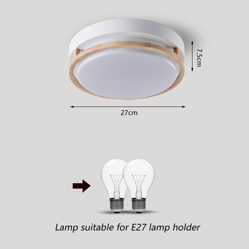 Brilagi - Loftlampe ORINO 2xE27/40W/230V Ø 27 cm hvid/eg