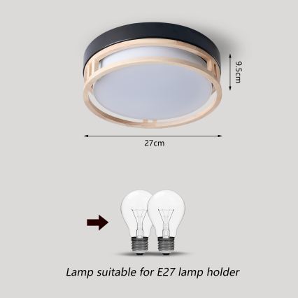 Brilagi - Loftlampe ORINO 2xE27/40W/230V Ø 27 cm sort/eg
