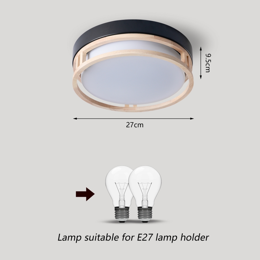 Brilagi - Loftlampe ORINO 2xE27/40W/230V Ø 27 cm sort/eg