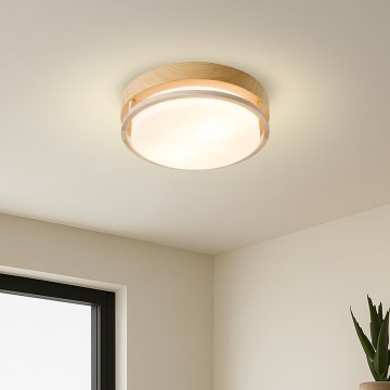 Brilagi - Loftlampe ORINO 2xE27/40W/230V Ø 27 cm trælook/eg