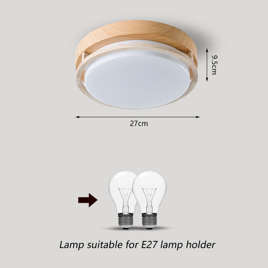Brilagi - Loftlampe ORINO 2xE27/40W/230V Ø 27 cm trælook/eg