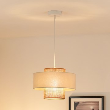 Brilagi - Loftlampe på kabel DALLAS 1xE27/15W/230V Ø 30 cm brun/krem/hvid