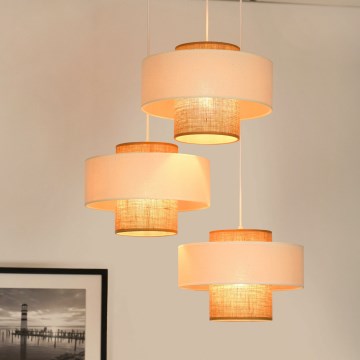 Brilagi - Loftlampe på kabel DALLAS 3xE27/15W/230V brun/krem/hvid